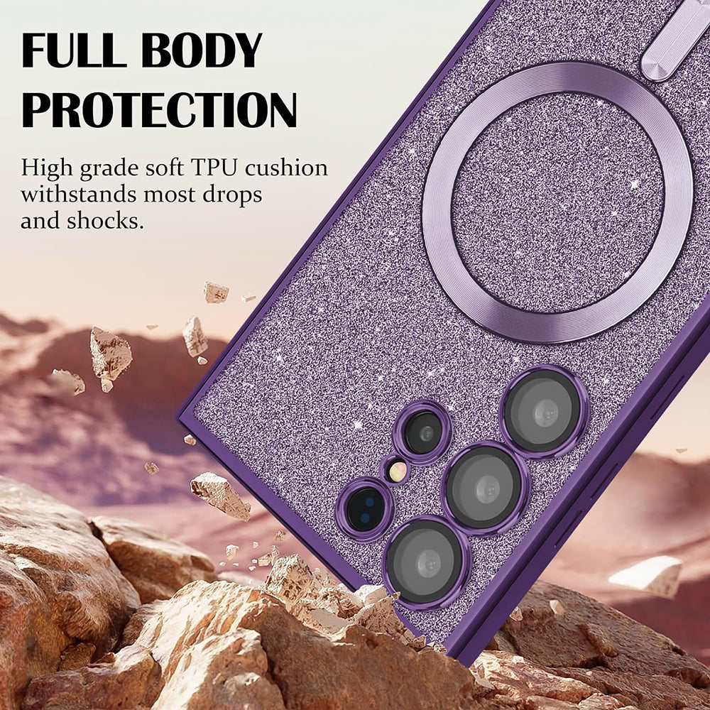 MagSafe Case for Samsung Galaxy A16 5G A166 / A16 4G A165, Techsuit, Luxury Glitter, Light Purple