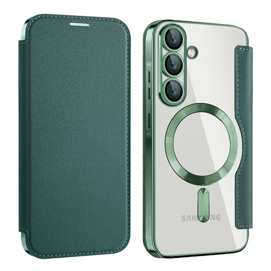MagSafe-Hülle für Samsung Galaxy A26 A266, Techsuit, SmartMag Book, Grün