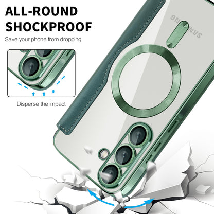 MagSafe-Hülle für Samsung Galaxy A26 A266, Techsuit, SmartMag Book, Grün