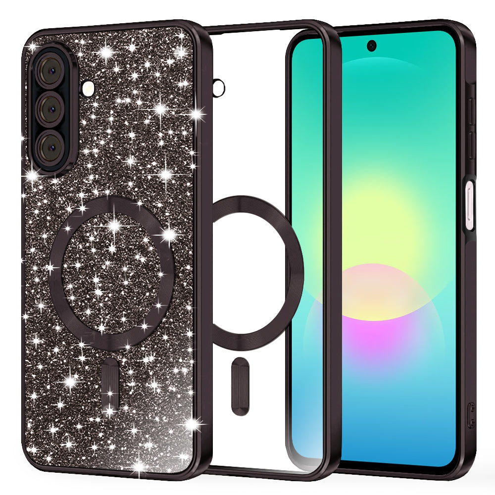 MagSafe-Hülle für Samsung Galaxy A27 5G, Techsuit, Luxury Glitter, Schwarz