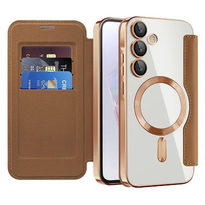 MagSafe Case for Samsung Galaxy A35 5G A356, Techsuit, SmartMag Book, Brown