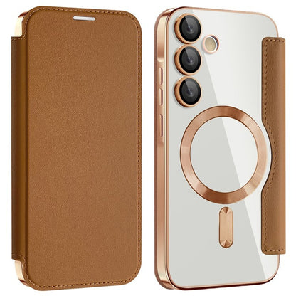 MagSafe Case for Samsung Galaxy A35 5G A356, Techsuit, SmartMag Book, Brown