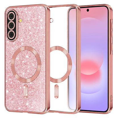 MagSafe Case for Samsung Galaxy A37 5G, Techsuit, Luxury Glitter, Rose Gold