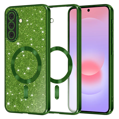 MagSafe-Hülle für Samsung Galaxy A37 5G, Techsuit, Luxury Glitter, Dunkelgrün