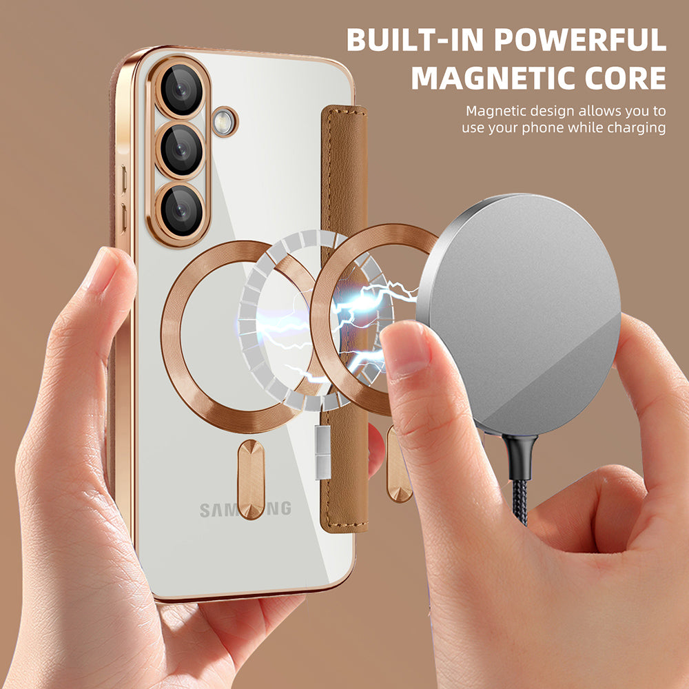 MagSafe Hülle für Samsung Galaxy A37 5G, Techsuit, SmartMag Book, Braun