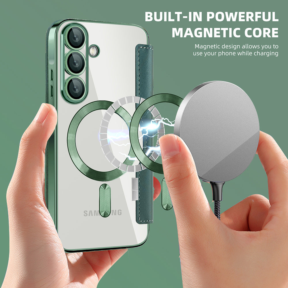 MagSafe Hülle für Samsung Galaxy A37 5G, Techsuit, SmartMag Book, Grün