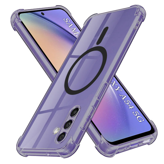 MagSafe-Hülle für Samsung Galaxy A54 A546, Techsuit, stoßfest transparent, rauchfarben