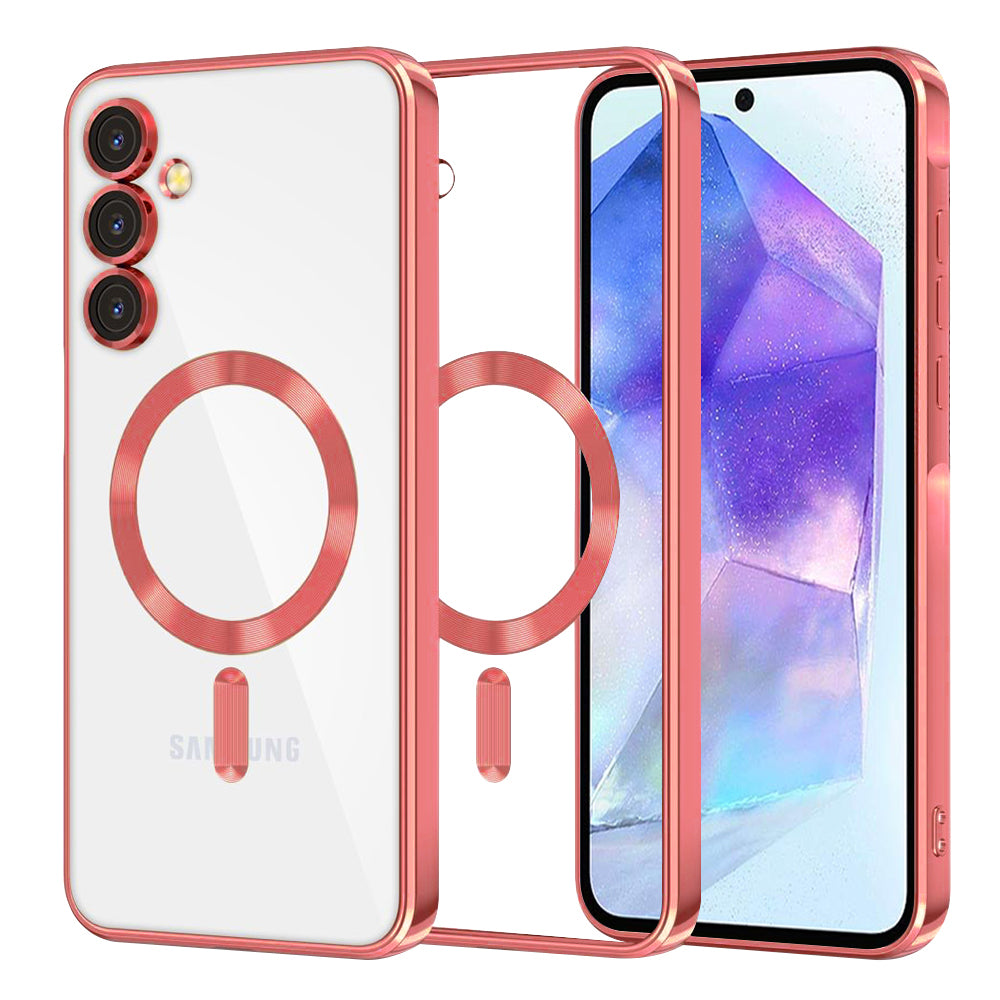MagSafe Case for Samsung Galaxy A55 5G A556, Techsuit, Luxury Crystal, Red
