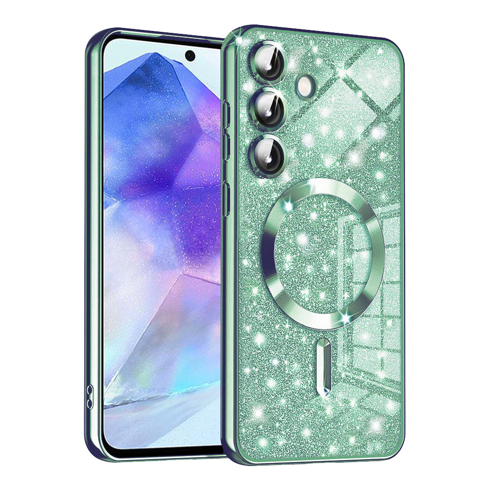 MagSafe-Hülle für Samsung Galaxy A55 5G A556, Techsuit, Luxury Glitter, Hellgrün