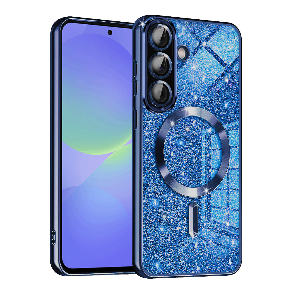 MagSafe-Hülle für Samsung Galaxy A56 A566 / A36 A366, Techsuit, Luxury Glitter, Dunkelblau