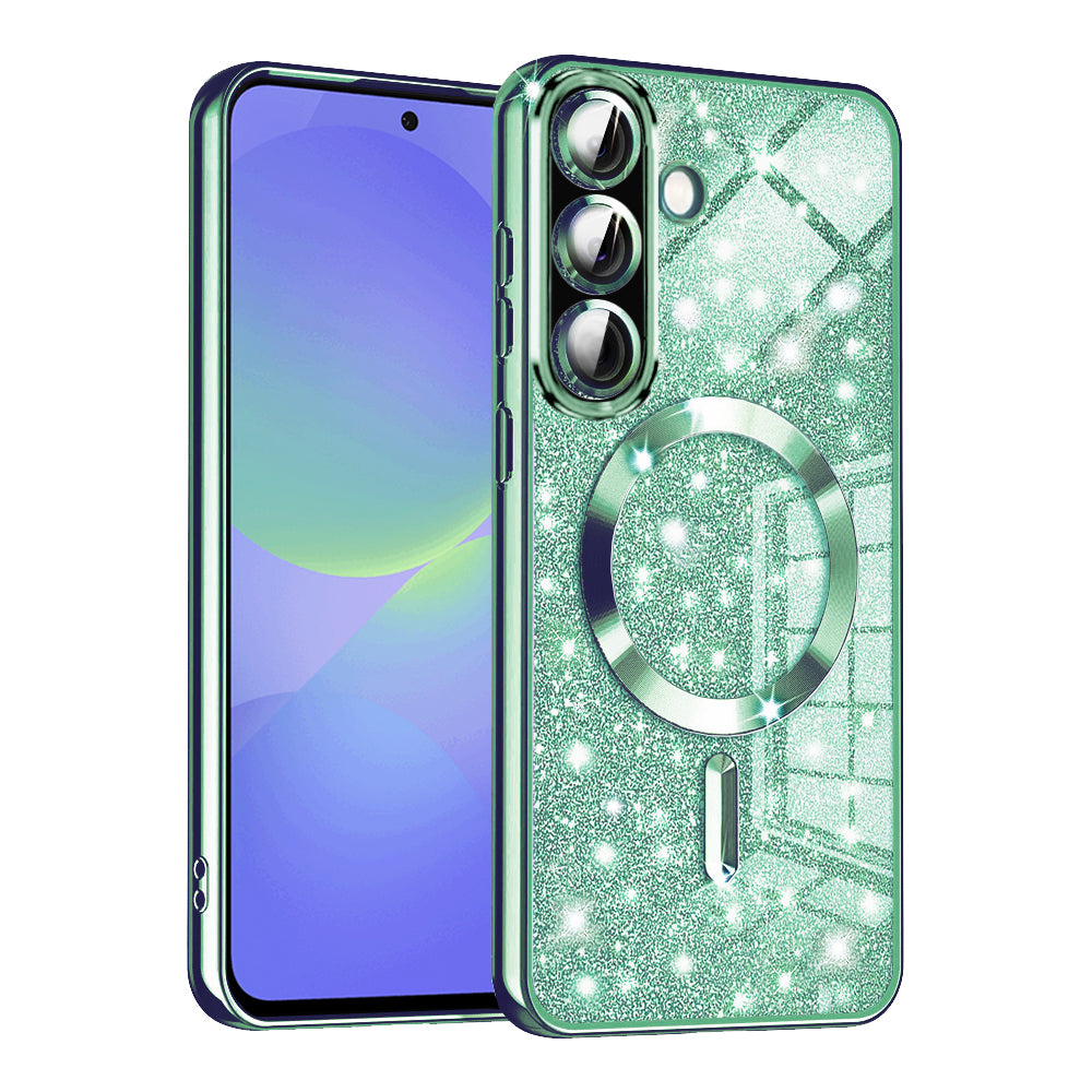 MagSafe-Hülle für Samsung Galaxy A56 A566 / A36 A366, Techsuit, Luxury Glitter, Hellgrün