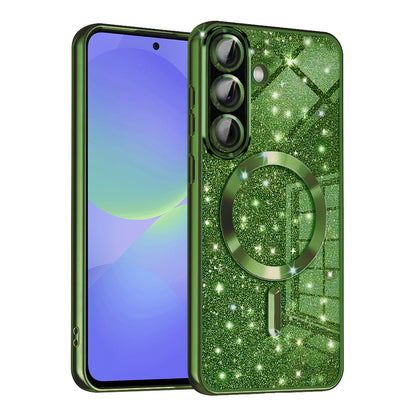 MagSafe-Hülle für Samsung Galaxy A56 A566 / A36 A366, Techsuit, Luxury Glitter, Dunkelgrün