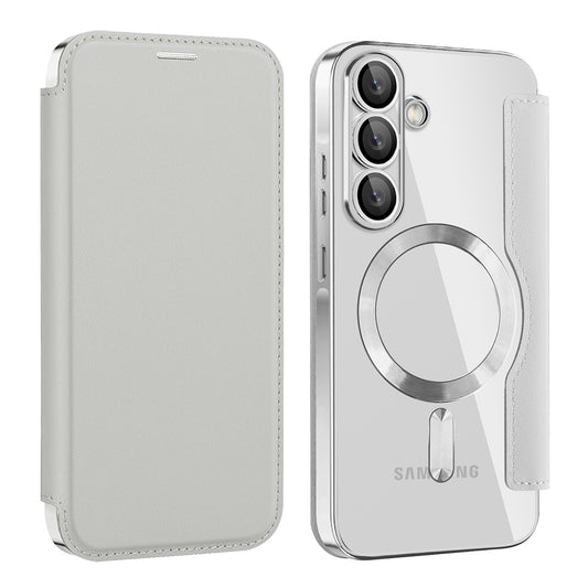 MagSafe-Hülle für Samsung Galaxy A56 A566, Techsuit, SmartMag Book, Grau