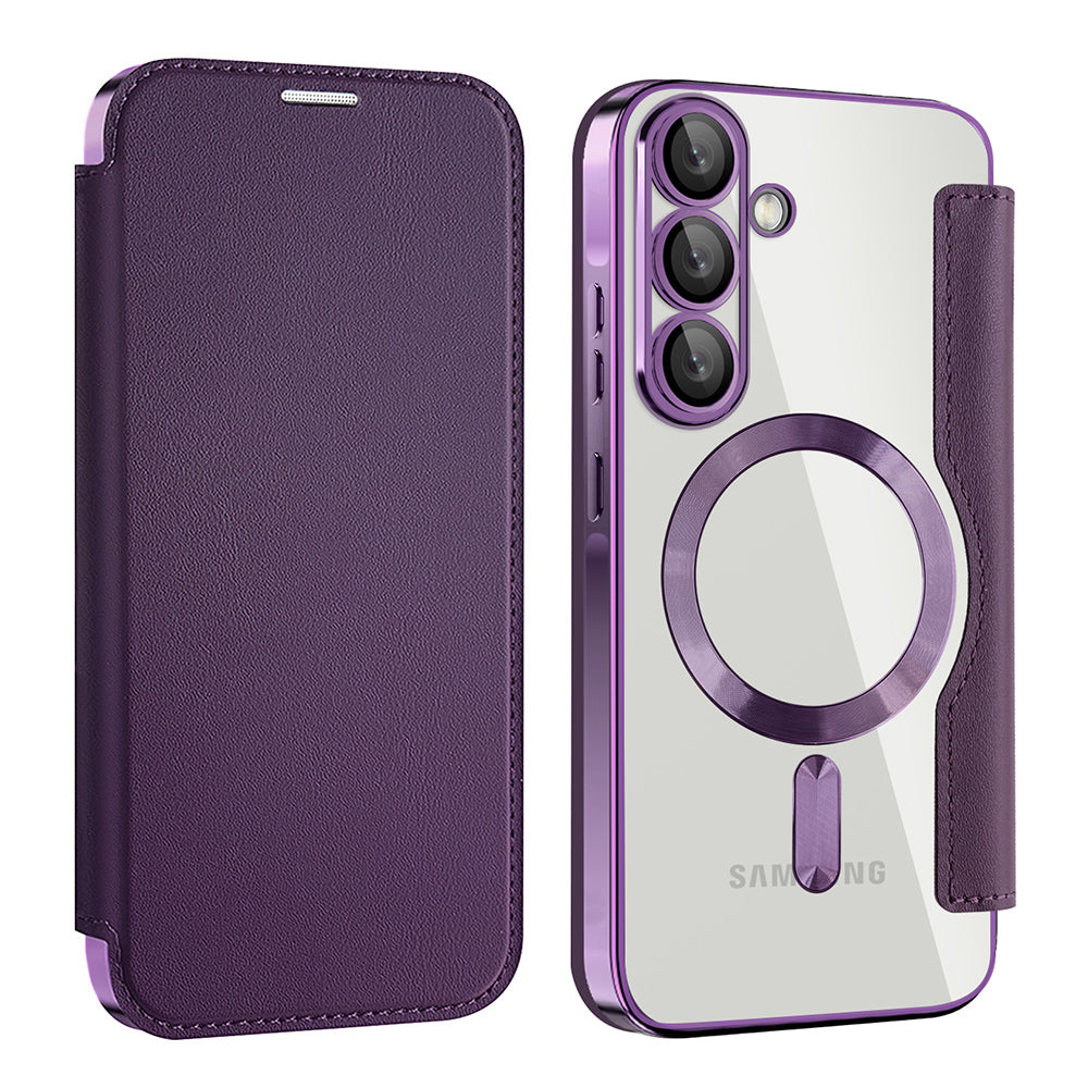 MagSafe Case for Samsung Galaxy A56 A566, Techsuit, SmartMag Book, Purple