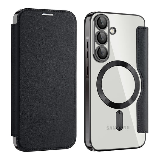 MagSafe-Hülle für Samsung Galaxy A56 A566, Techsuit, SmartMag Book, Schwarz