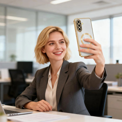 MagSafe-Hülle für Samsung Galaxy A57 5G, Techsuit, Luxury Crystal, Schwarz