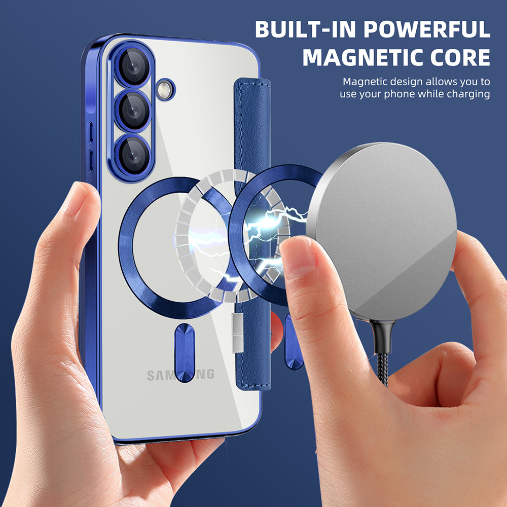 MagSafe Hülle für Samsung Galaxy A57 5G, Techsuit, SmartMag Book, Blau