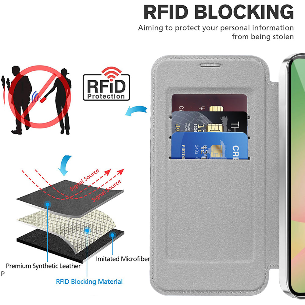 MagSafe Hülle für Samsung Galaxy A57 5G, Techsuit, SmartMag Book, Grau