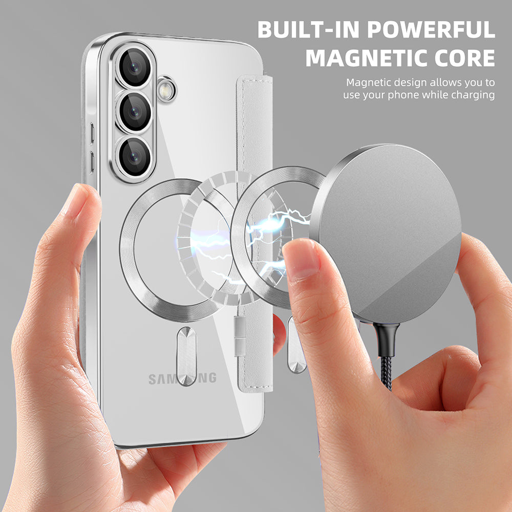 MagSafe Hülle für Samsung Galaxy A57 5G, Techsuit, SmartMag Book, Grau