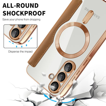 MagSafe Hülle für Samsung Galaxy A57 5G, Techsuit, SmartMag Book, Braun