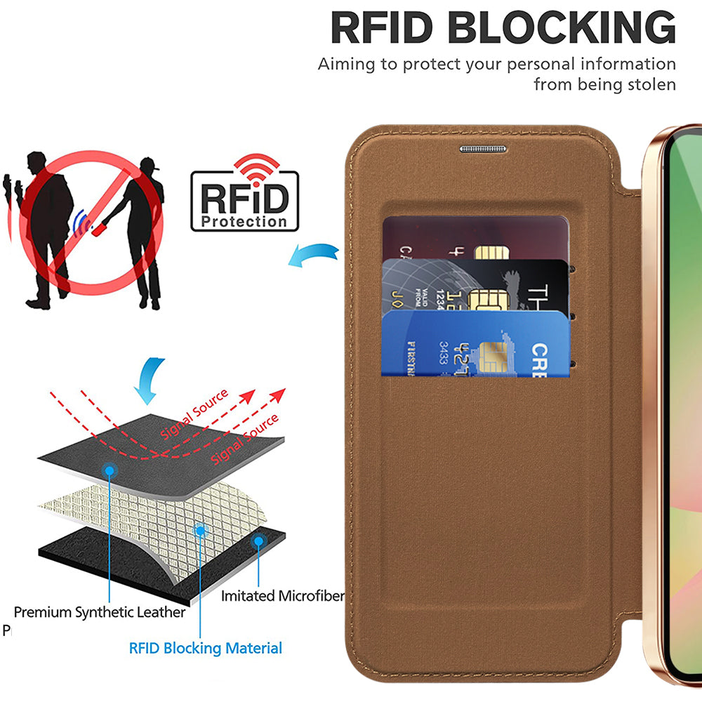 MagSafe Hülle für Samsung Galaxy A57 5G, Techsuit, SmartMag Book, Braun