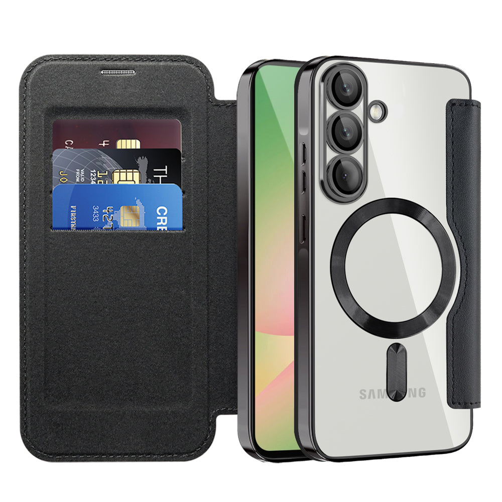 MagSafe Hülle für Samsung Galaxy A57 5G, Techsuit, SmartMag Book, Schwarz