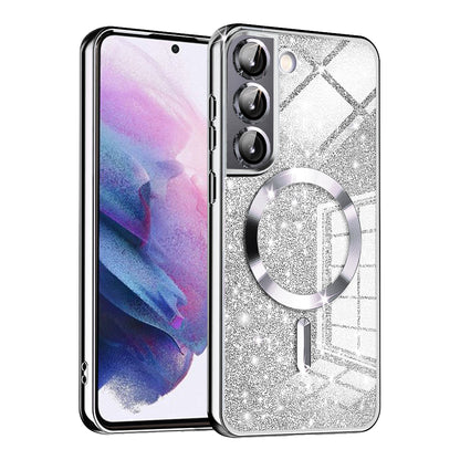 MagSafe-Hülle für Samsung Galaxy S21 5G G991, Techsuit, Luxury Glitter, Silber