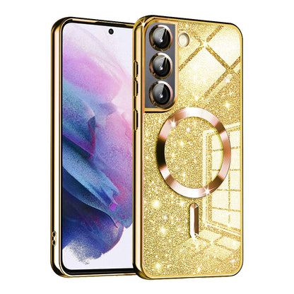 MagSafe-Hülle für Samsung Galaxy S21 5G G991, Techsuit, Luxury Glitter, Gold