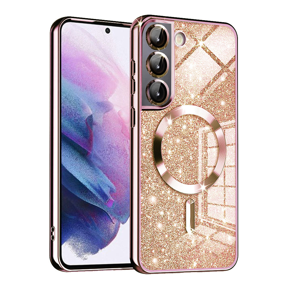 MagSafe-Hülle für Samsung Galaxy S21 5G G991, Techsuit, Luxury Glitter, Roségold