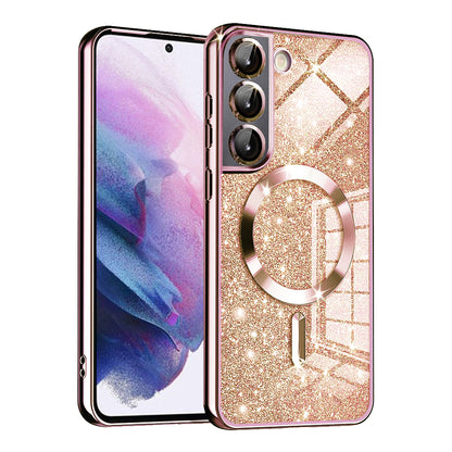 MagSafe-Hülle für Samsung Galaxy S21 5G G991, Techsuit, Luxury Glitter, Roségold