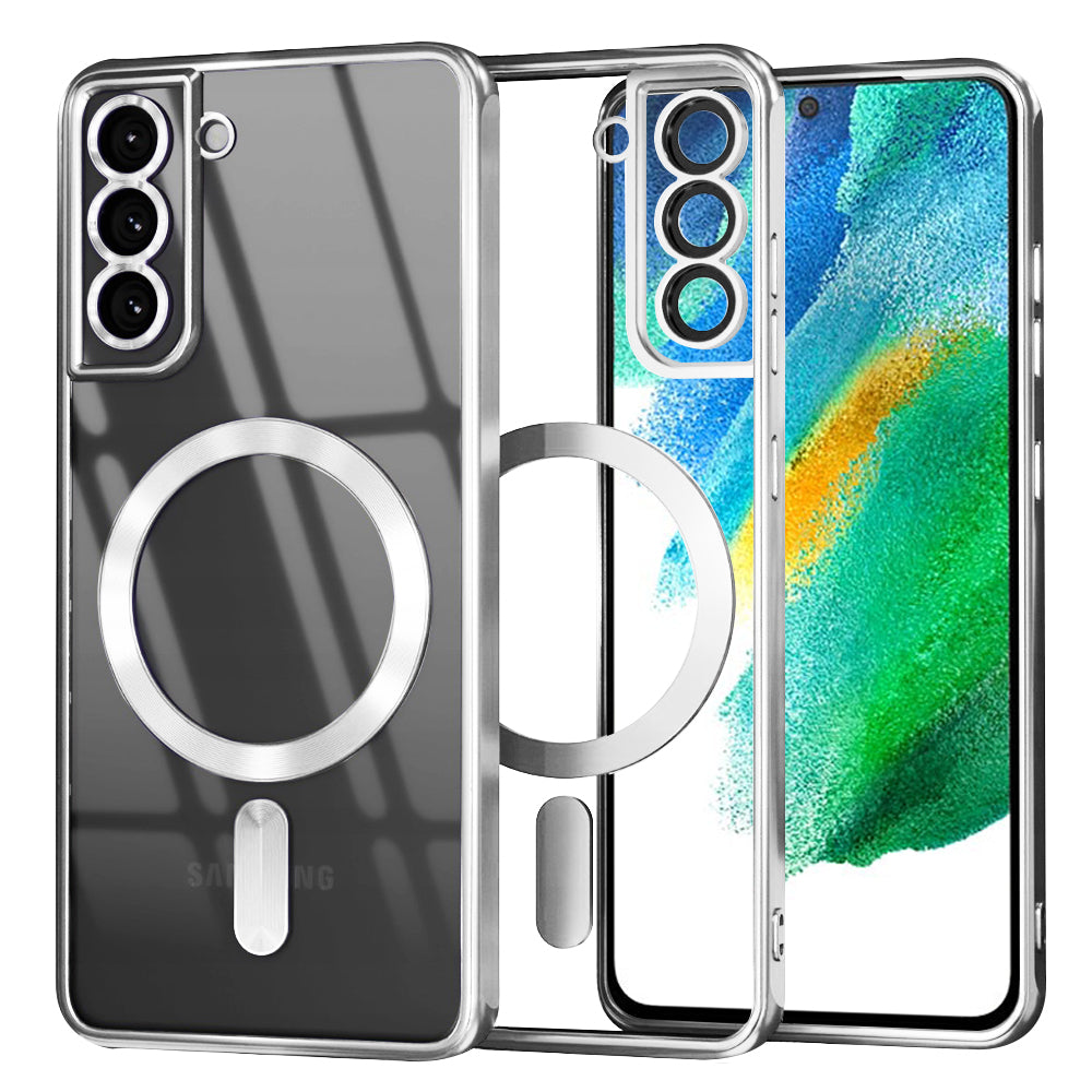 MagSafe-Hülle für Samsung Galaxy S21 FE 5G G990, Techsuit, Luxury Crystal, Silber