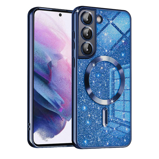MagSafe-Hülle für Samsung Galaxy S22 5G S901, Techsuit, Luxury Glitter, Dunkelblau
