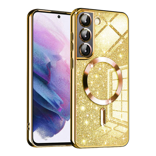 MagSafe-Hülle für Samsung Galaxy S22 5G S901, Techsuit, Luxury Glitter, Gold
