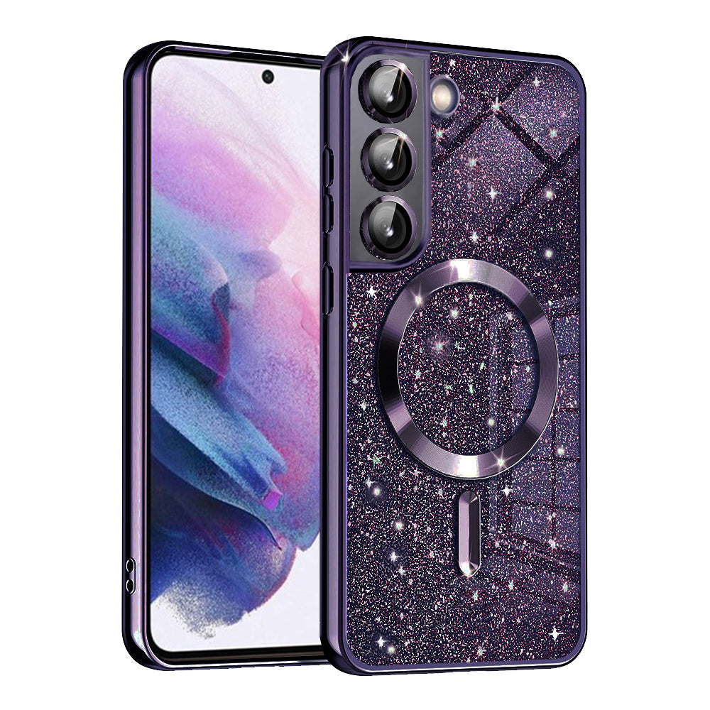MagSafe-Hülle für Samsung Galaxy S22 5G S901, Techsuit, Luxury Glitter, Dunkellila