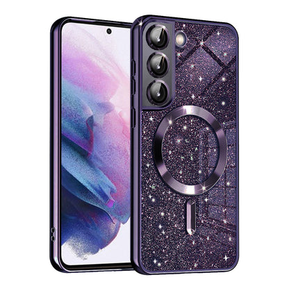 MagSafe-Hülle für Samsung Galaxy S22 5G S901, Techsuit, Luxury Glitter, Dunkellila