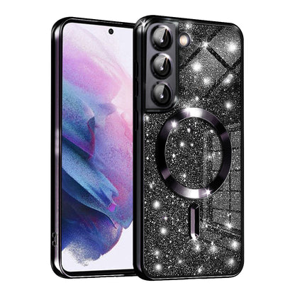 MagSafe-Hülle für Samsung Galaxy S22 5G S901, Techsuit, Luxury Glitter, Schwarz