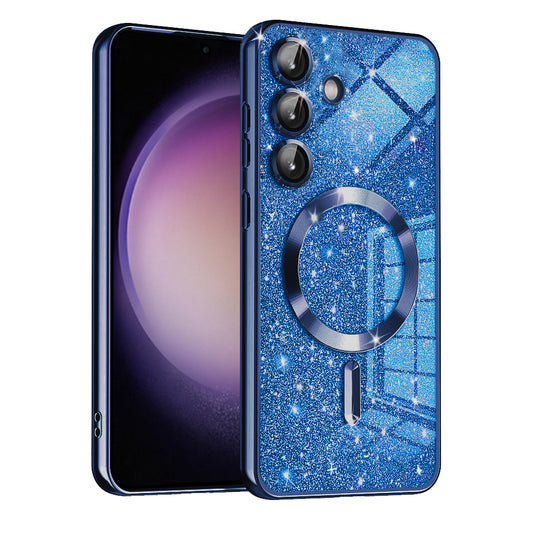 MagSafe-Hülle für Samsung Galaxy S23 FE S711, Techsuit, Luxury Glitter, Dunkelblau