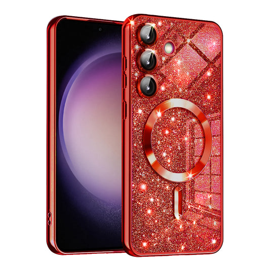 MagSafe-Hülle für Samsung Galaxy S23 FE S711, Techsuit, Luxury Glitter, Rot