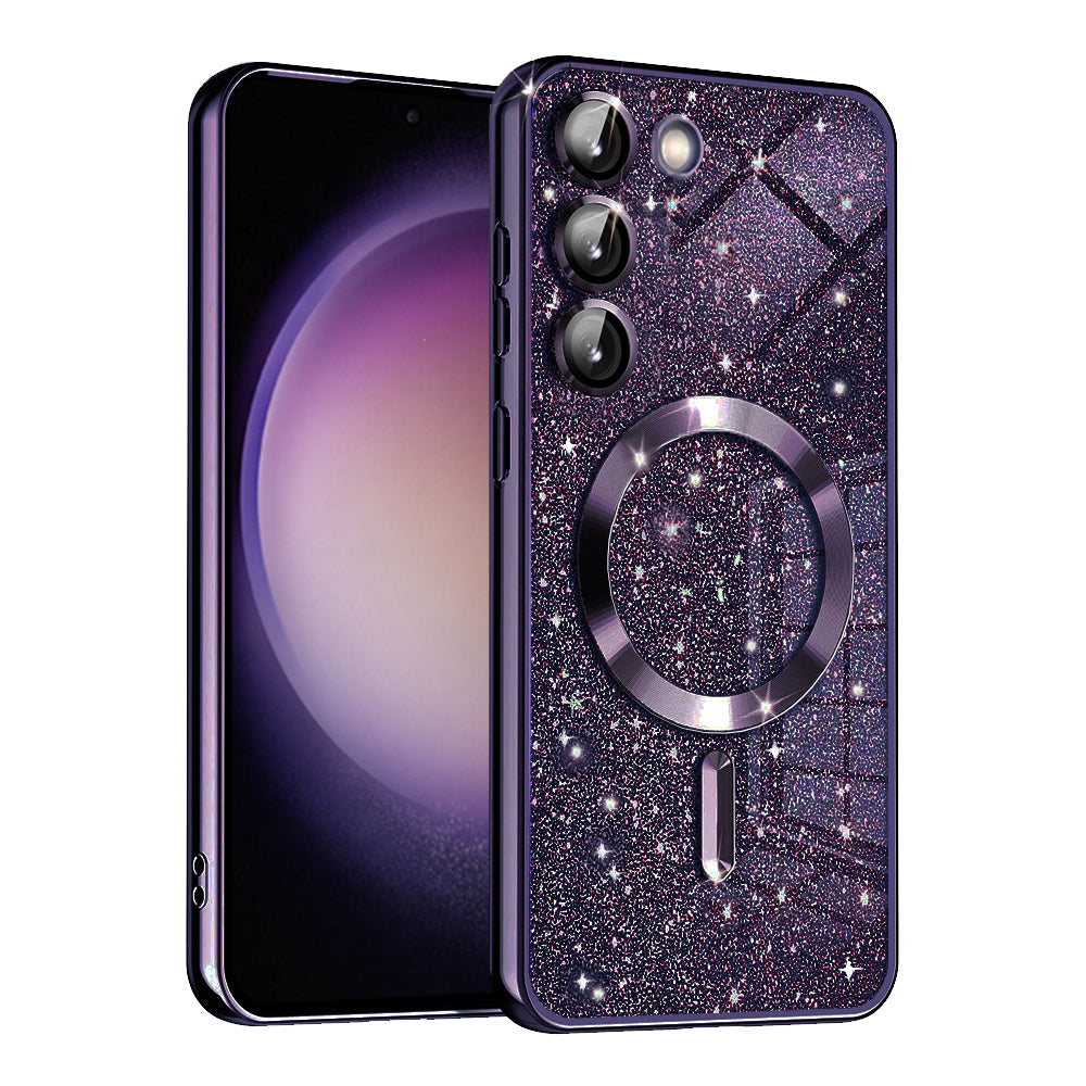 MagSafe-Hülle für Samsung Galaxy S23+ S916, Techsuit, Luxury Glitter, Dunkellila
