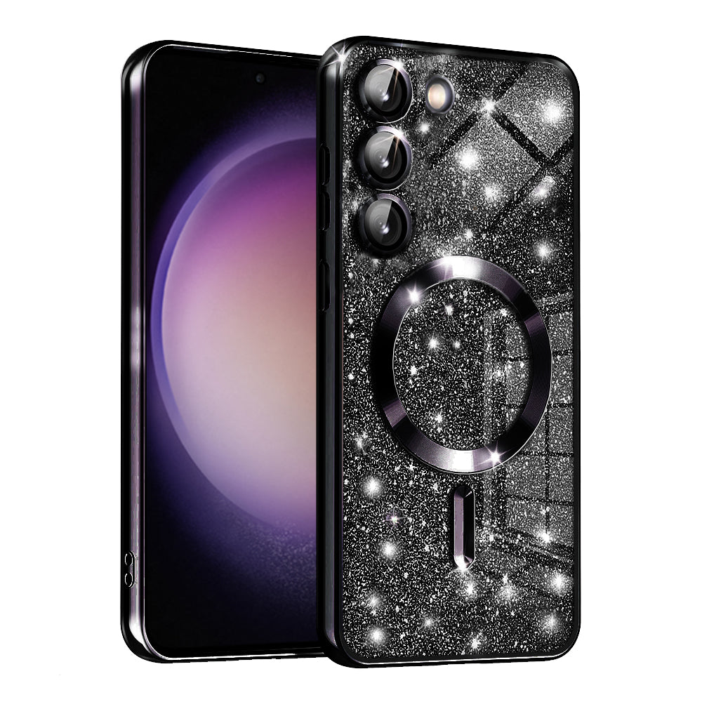 MagSafe-Hülle für Samsung Galaxy S23+ S916, Techsuit, Luxury Glitter, Schwarz