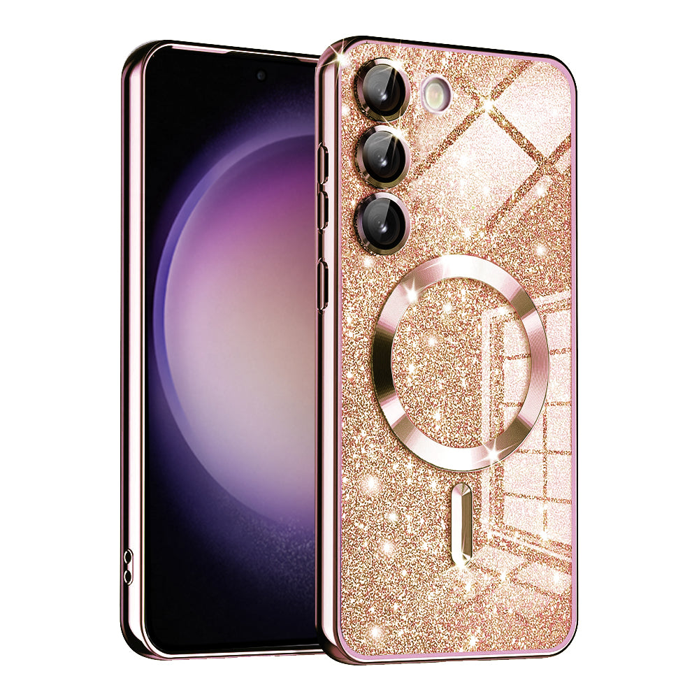 MagSafe-Hülle für Samsung Galaxy S23+ S916, Techsuit, Luxury Glitter, Roségold