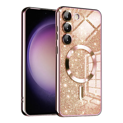 MagSafe-Hülle für Samsung Galaxy S23+ S916, Techsuit, Luxury Glitter, Roségold