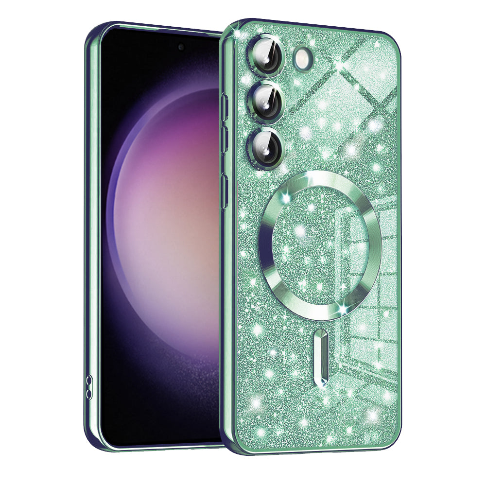 MagSafe-Hülle für Samsung Galaxy S23+ S916, Techsuit, Luxury Glitter, Hellgrün