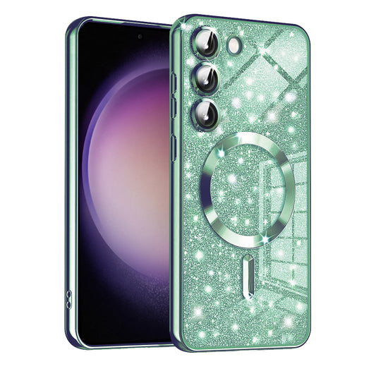 MagSafe Case for Samsung Galaxy S23+ S916, Techsuit, Luxury Glitter, Light Green