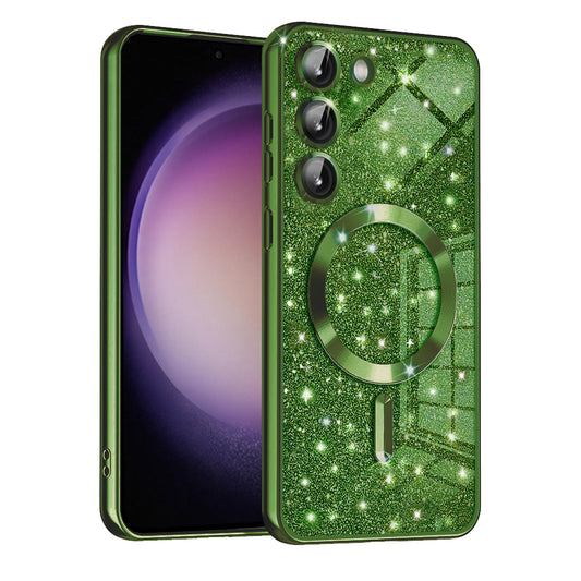 MagSafe Case for Samsung Galaxy S23+ S916, Techsuit, Luxury Glitter, Dark Green