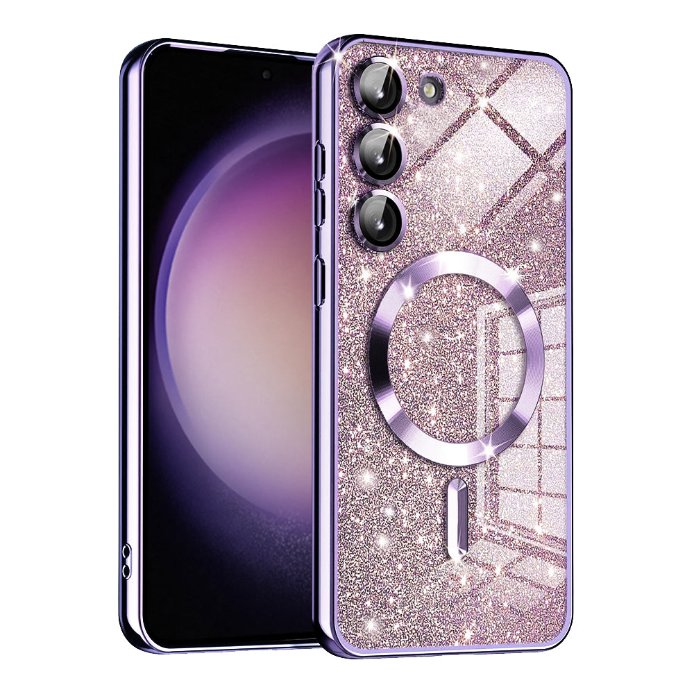 MagSafe-Hülle für Samsung Galaxy S23 S911, Techsuit, Luxury Glitter, Hellviolett