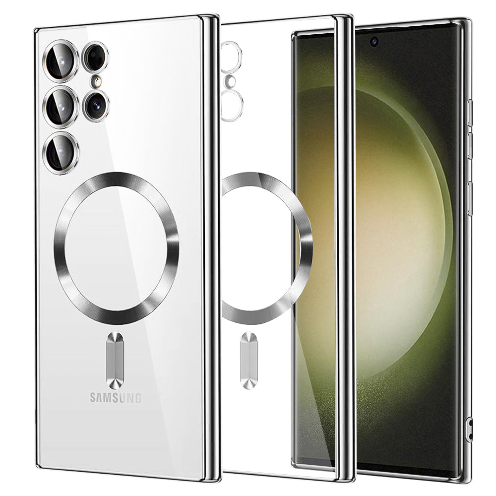 MagSafe-Hülle für Samsung Galaxy S23 Ultra S918, Techsuit, Luxury Crystal, Silber