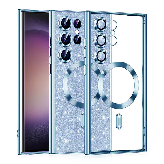 MagSafe-Hülle für Samsung Galaxy S23 Ultra S918, Techsuit, Luxury Glitter, Blau