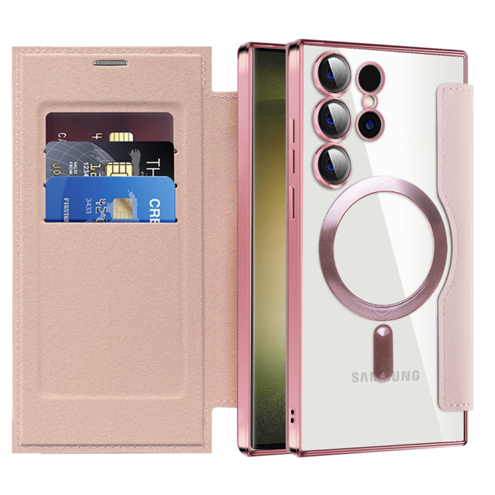 MagSafe Case for Samsung Galaxy S23 Ultra S918, Techsuit, SmartMag Book, Pink