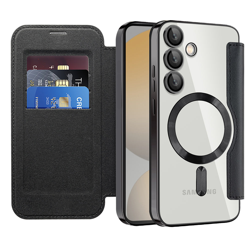 MagSafe Case for Samsung Galaxy S24 FE S721, Techsuit, SmartMag Book, Black